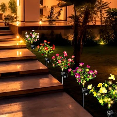 Lampe solaire exterieur EcoFlora dans escalier