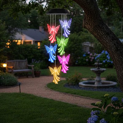 Carillon elegant anges colores dans arbre