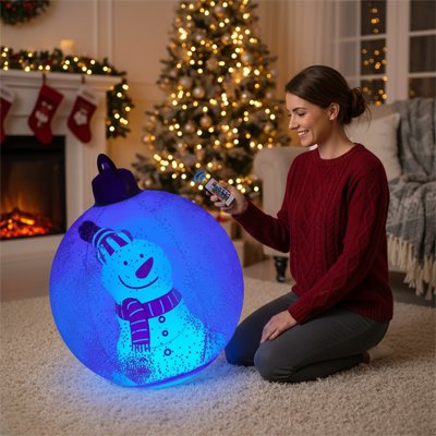 Decoration de noel exterieure Illumination Magique bonhomme neige avec neige