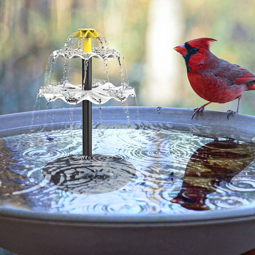 Fontaine solaire exterieur | Cascade 3 niveaux 1 oiseau rouge