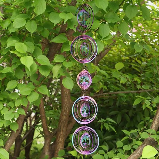 carillon a vent arbre de vie melodieux multicolore dans jardin1