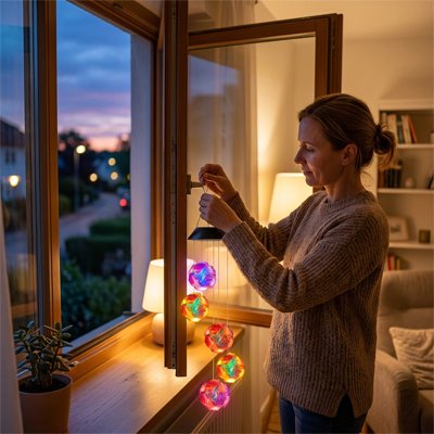 Carillon suspendu soir apres fenetre