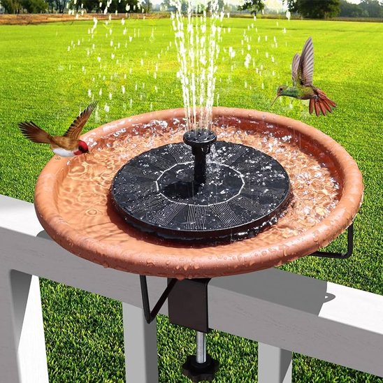 Fontaine solaire avec des oiseaux