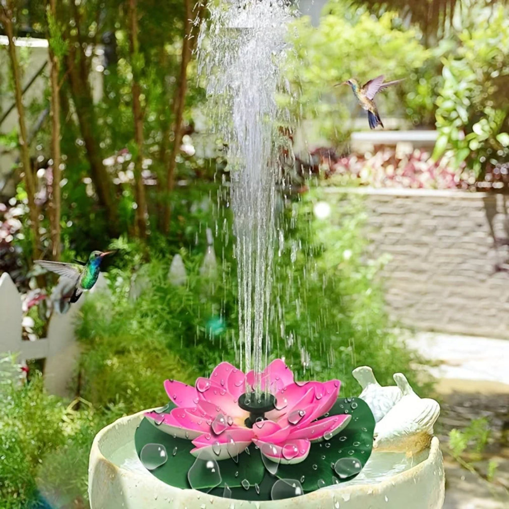 fontaine solaire exterieur lotus zen rose jour