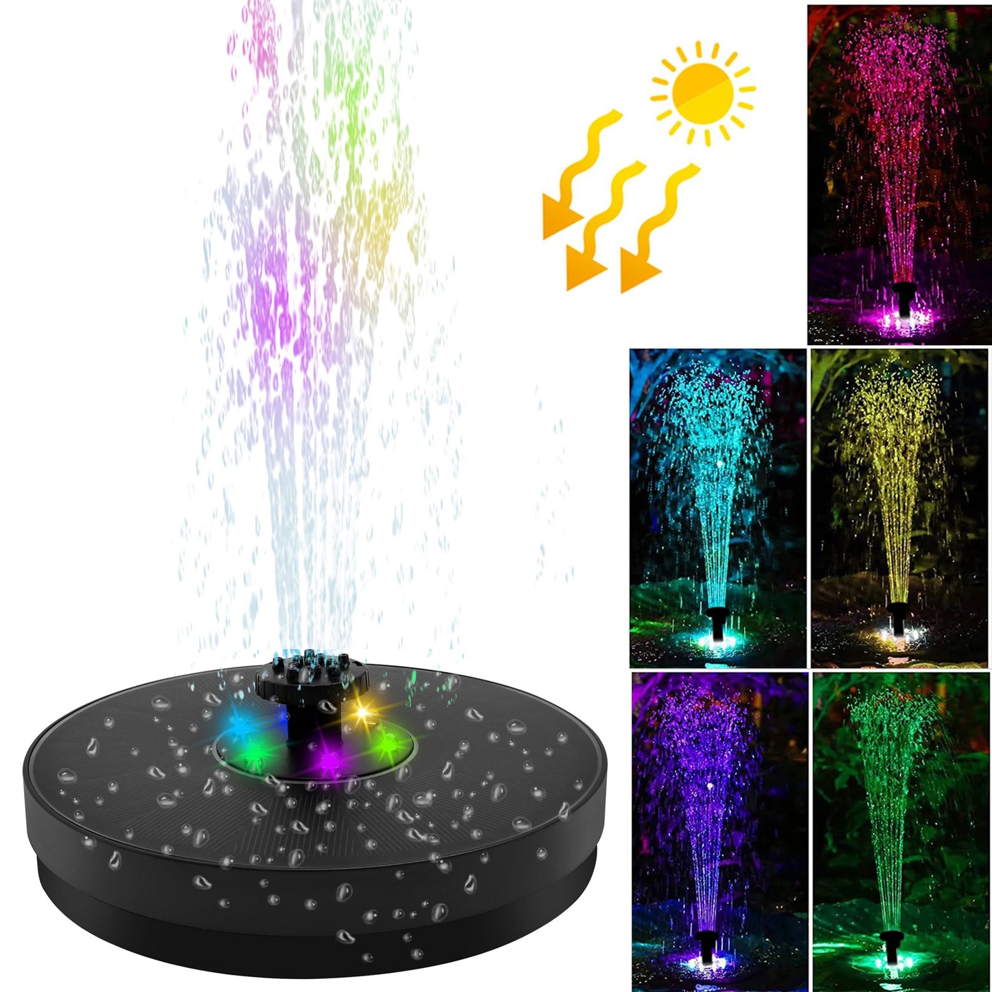 fontaine solaire jardin zen couleurs