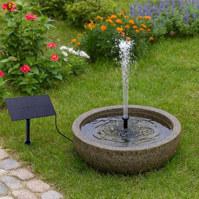 Fontaine solaire sur pelouse 2