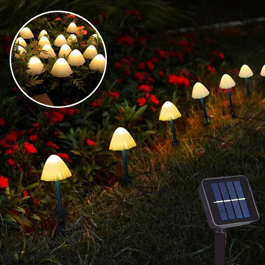 guirlande lumineuse exterieur champignon gazon
