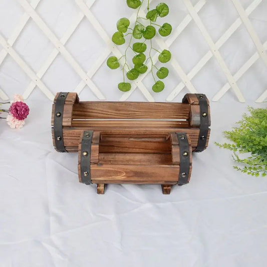 jardiniere bois billot rustique à côté