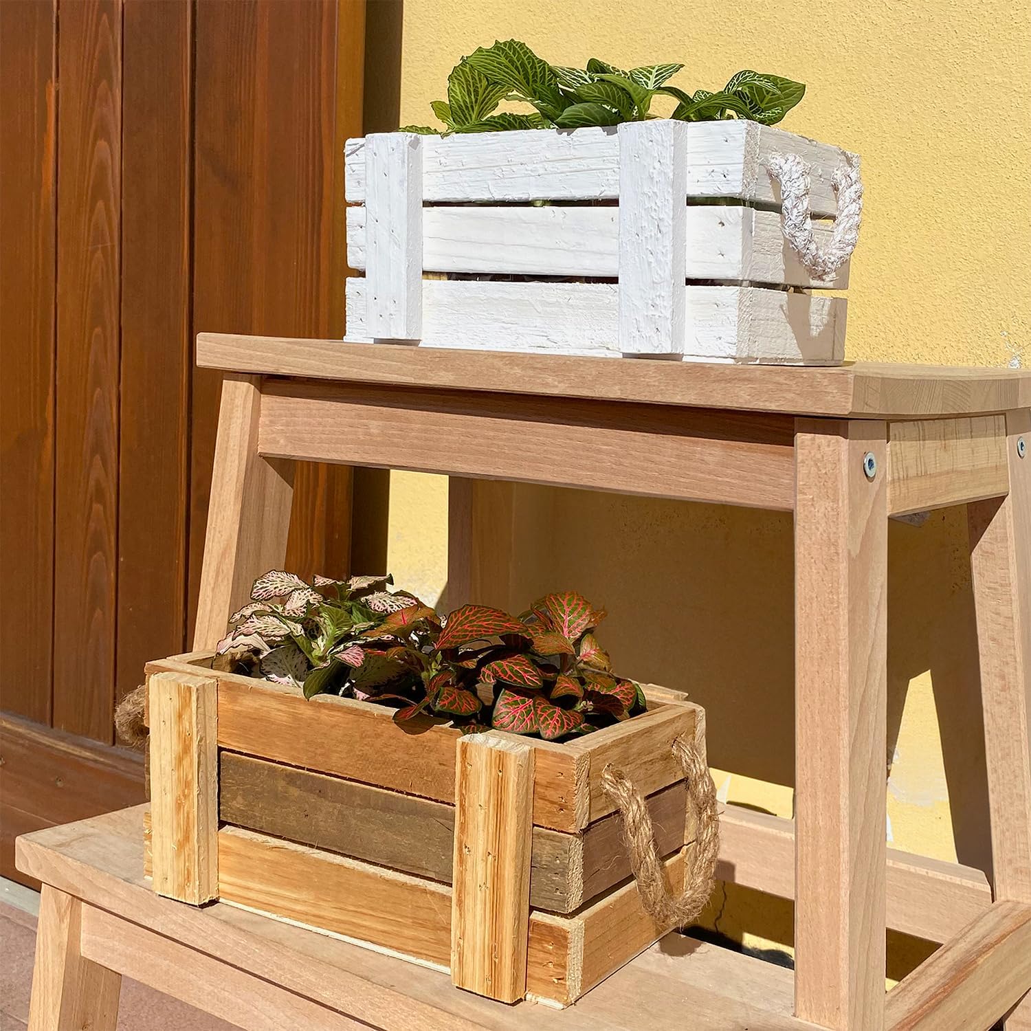 jardiniere bois naturel blanc