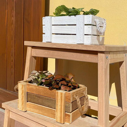 jardiniere bois naturel blanc