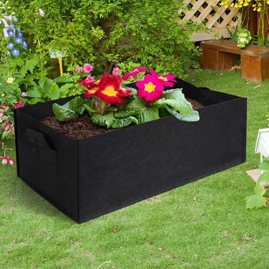 jardiniere moderne avec fleurs dehors