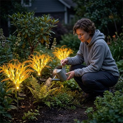 Lampe solaire exterieur dans jardin